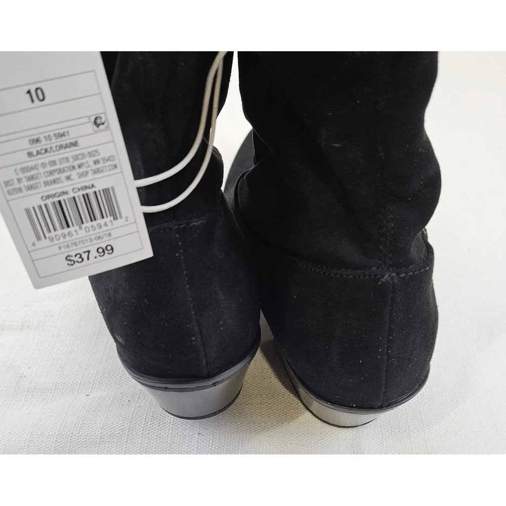 Universal Thread Loraine Ankle Boots Black Womens Size 10 Pointed Toe Block Heel